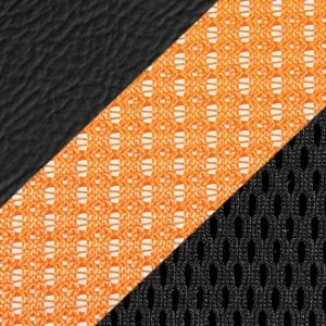 Экокожа / оранжевая сетка / чёрная ткань